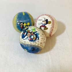 Lot Of 3 Disney World Mickey Mouse Souvenir Baseballs