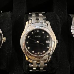 Gucci Mens Diamond Stainless Steel Watch