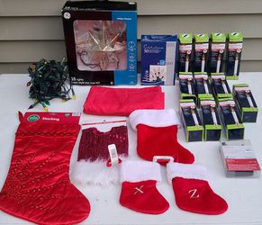 Christmas Candle Window Lights, Stockings, Led Lights, Tree Skirt, Fabric Gift Bag, Tree Topper New