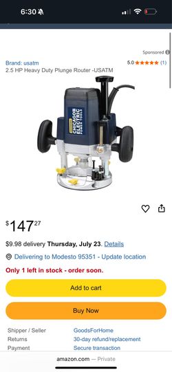2.5 HP Heavy Duty Plunge Router $100