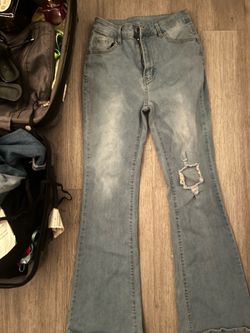 Light wash flare jeans