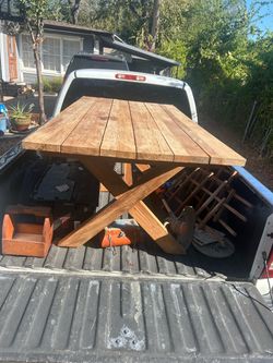 Rustic Wood Dining Table with X-Base