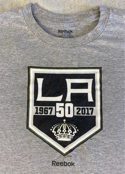 Reebok LA Kings 50th Anniversary Gray T-Shirt Size Large - Excellent Condition
