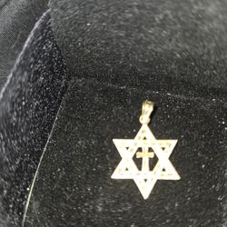 Gold Pendant 14k Cross And Star