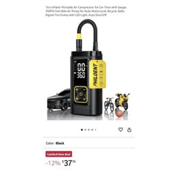 Brand new Tire Inflator Portable Air Compressor for Car Tires with Gauge, 150PSI Fast Bike Air Pump for Auto, Motorcycle, Bicycle, Balls, Digital Tire