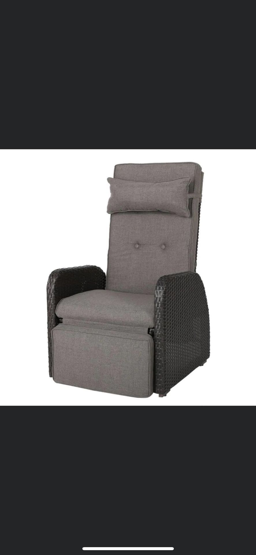 Noble House Ostia Brown Plastic Outdoor Recliner with Gray Cushion Price-190$ Condition-new-ready to pickup