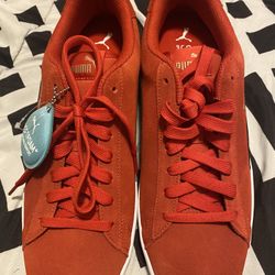 Red Puma Snickers Size 13 Suede Classic+ Core Lace Up Sneakers
