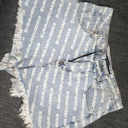 Alexander Wang Bite Logo High Waist Cutoff Denim