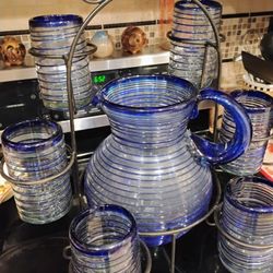 Mexican Handcrafted Hand Blown 7 Psc Set