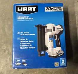NEW HART 20V 20Volt Cordless Brad Nailer 18-Gauge