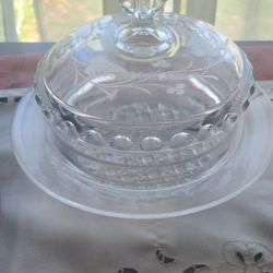 EAPG -Ripley US Glass Macotto  Butter Dish 