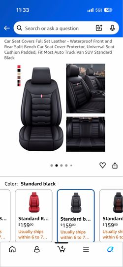 Car Seat Covers Full Set Leather - Waterproof Front and Rear Split Bench Car Seat Cover Protector, Universal