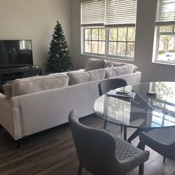 Walnut Glass Top Dinning Table