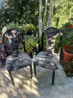 Postmodern tubular velvet chairs