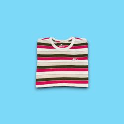 The Nike tee striped essential embroidered logo t-shirt multicolor men’s large 