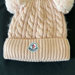 Pink Pom Pom Moncler Wool Beanie
