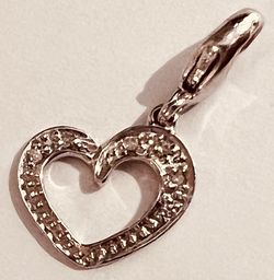 💖Heart 14K Solid White Gold & Diamond Charm Pendant ‼️$80 FIRM‼️