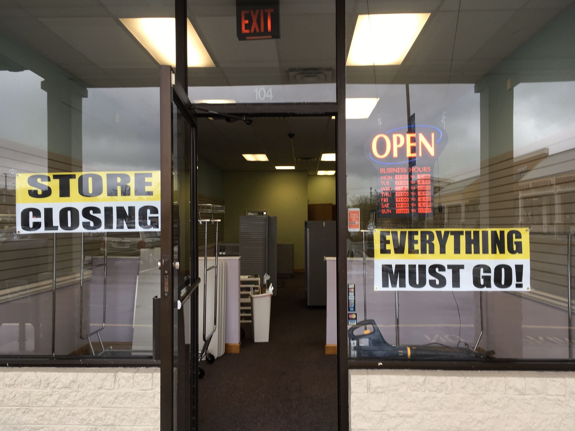 2 STORE FRONT BANNERS- STORE CLOSING AND EVERYTHING MUST GO.