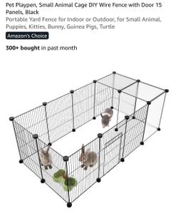 Animal Pet Playpen Wire Fence 15 Panels Black