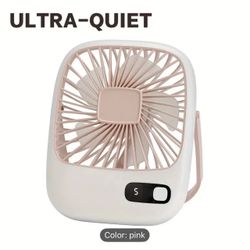 [2025 New Ultra-Quiet USB Fan ] Ultra-long Battery Life | 5 Adjustable Speeds | 180° Tilt & Foldable Design, Strong Wind Mini Personal Fan For Office,