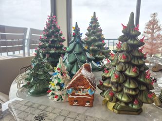 Lot Of 10 Vintage Ceramic Christmas Trees That Light Up Your Holiday Display
