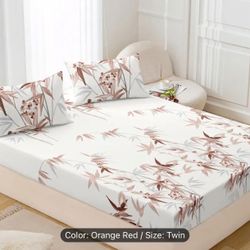 3- Pc Plant Printed Bed Sheets Brand New 