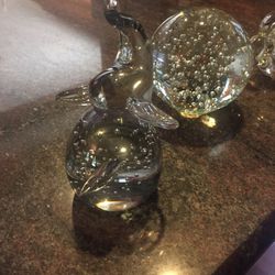 4 Clear Bubble Paperweights