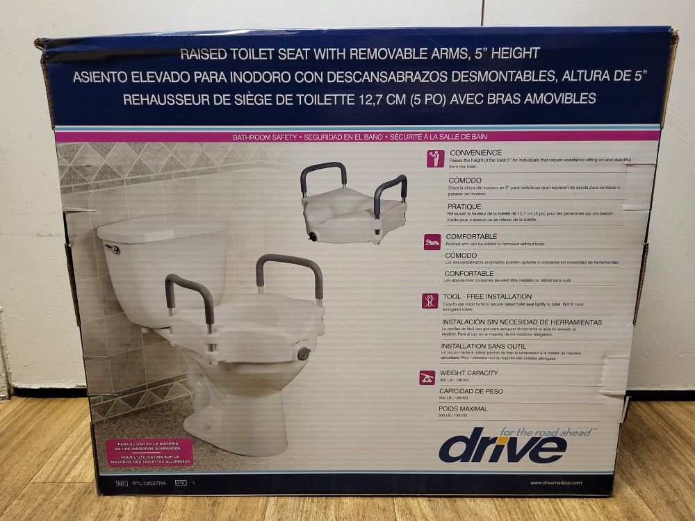 Medical Elevated Raised Toilet Seat with Removable Padded Arms, Standard Seat... $50