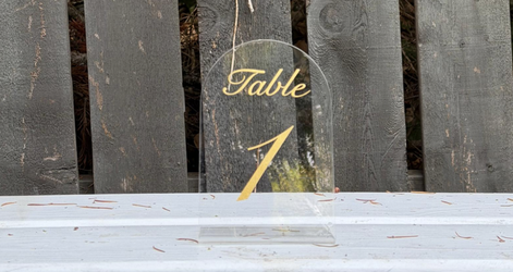 Clear & Gold Wedding Table Numbers 1–17