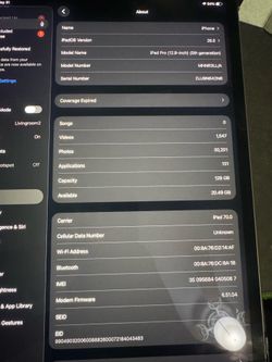 iPad Pro 12.9” 5th Gen WiFi + Cellular 128GB
