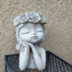 Concrete Fairy Girl Face Planter. $28