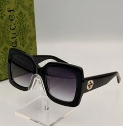 Gucci GG0083S 001 Square Black Gold Purple Gradient Lens Women's