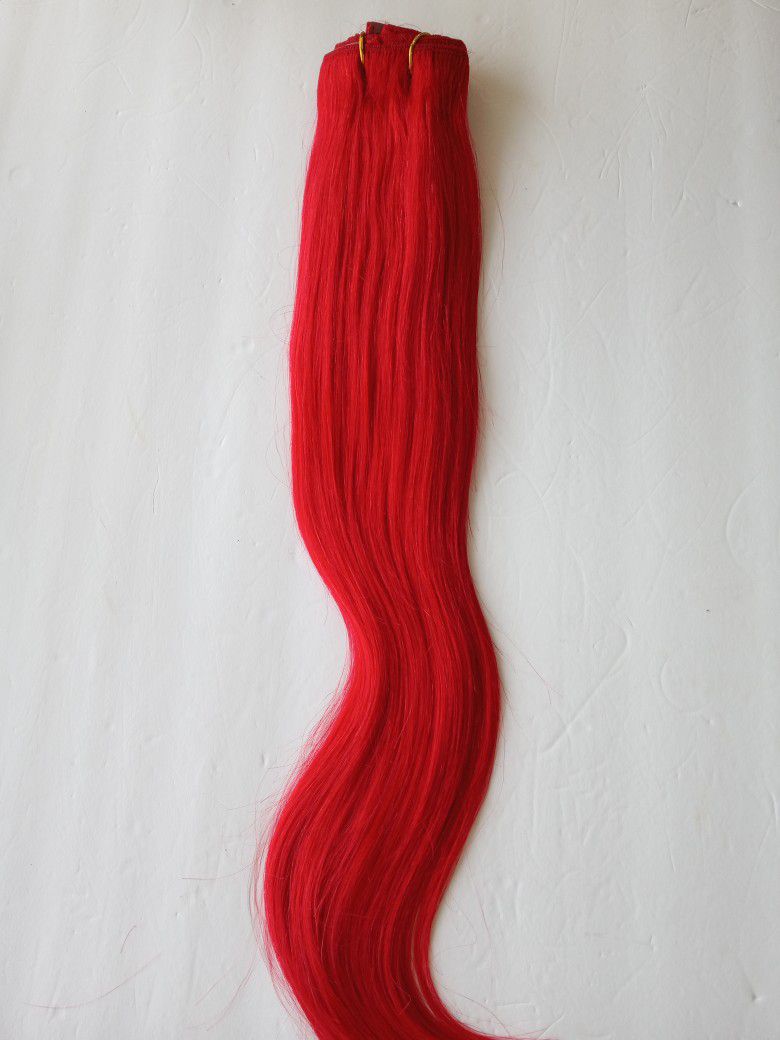 22" Red Thick Remy clip-on human hair extensions Get length & fullness