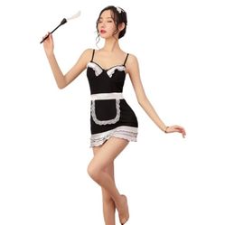 New Women’s Small 4-Piece Black & White Sexy Maid Cosplay Lingerie Costume