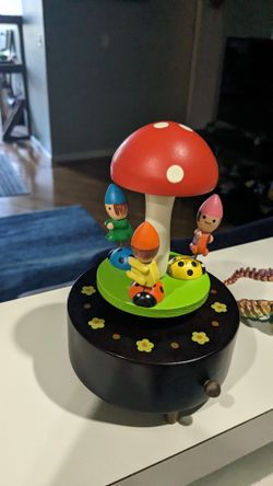 Super Cute Wooden Mushroom Music Box Japan