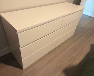 White Modern 6 Drawer Dresser