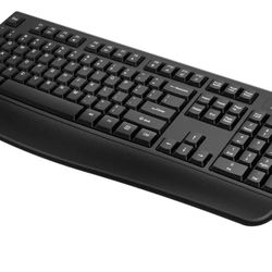 Wireless Keyboard, 2.4G Full-Sized Ergonomic Wireless Computer Keyboard with Wrist Rest for Windows, Mac OS Laptop/PC/Desktop/Notebook(Black)