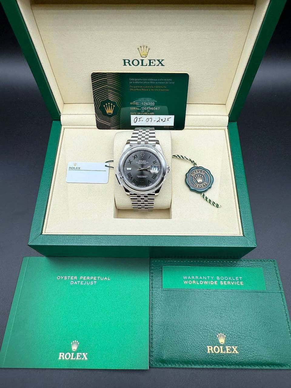 Brand New July 2025 Rolex Datejust 41mm 126300 Gray Wimbledon Dial Steel Jubilee Full Set