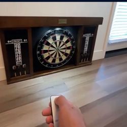 Bristle Dartboard Cabinet Set, LED Lights, Official Size Dart Board