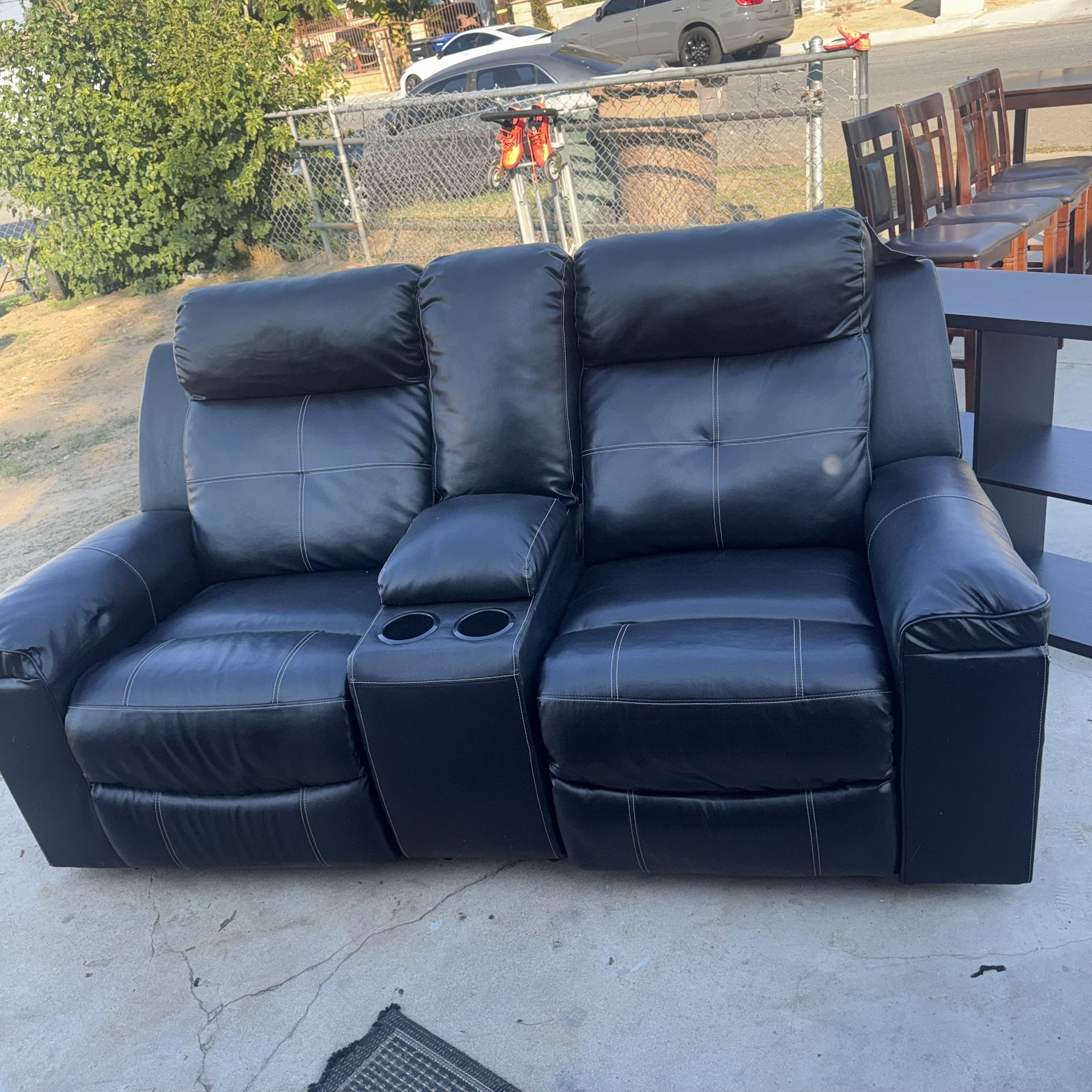 Reclining Sofa (black Leather)