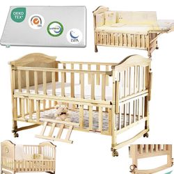 Portable Mini Baby Crib 4 in 1 Convertible with Memory Foam Mattress(38" by24) Included,cunas para B