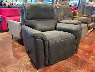 Plump Stone Grey Manual Recliner w/ Contrast Stitching