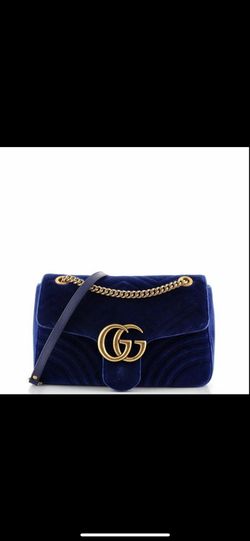 GUCCI Blue Suede Bag medium