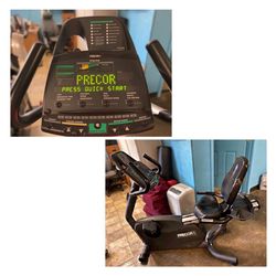 Two Precor C846 Recumbent Exercise Bikes