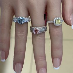 10KT/14KT  VS Lab Diamond Colored Engagement Rings