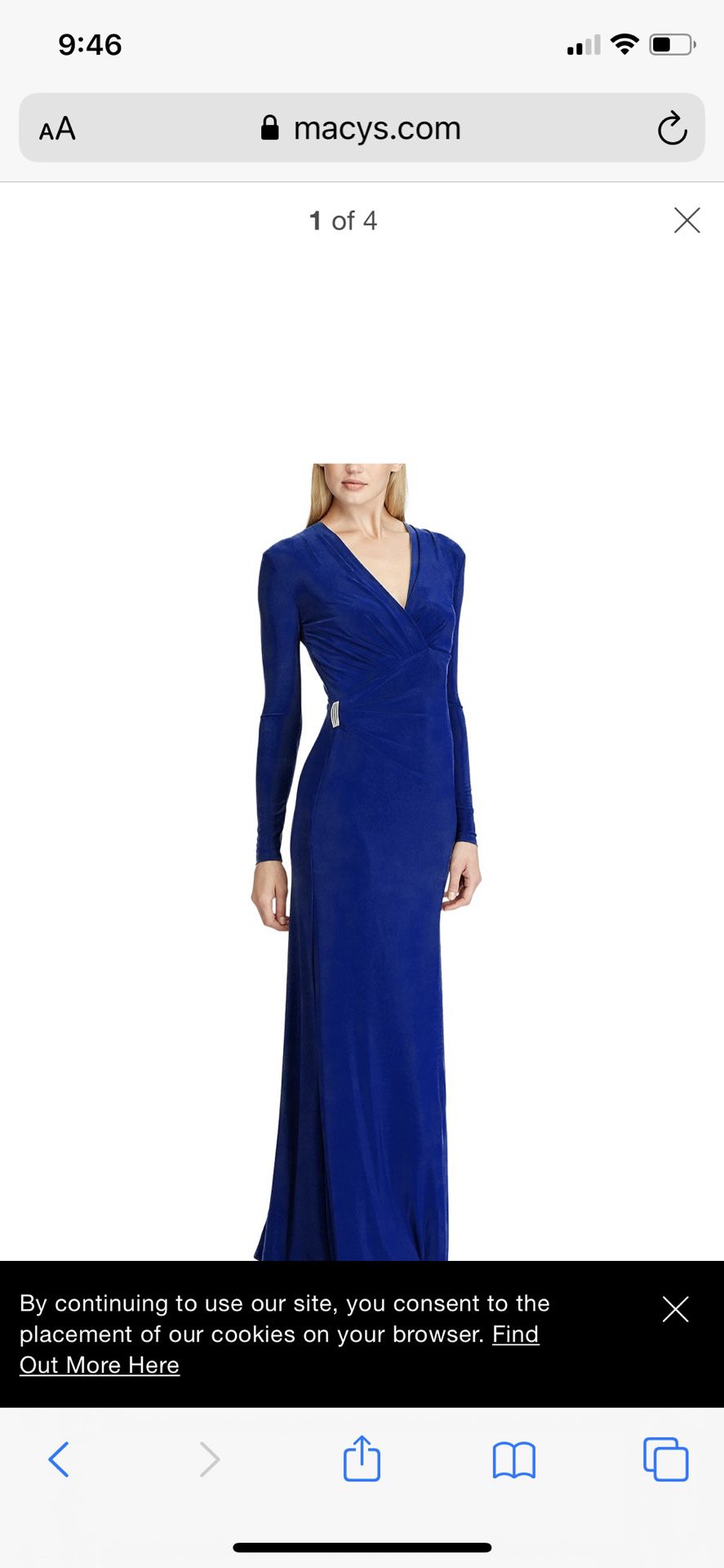 NWT Ralph Lauren Long Sleeve Blue Dress Size 12