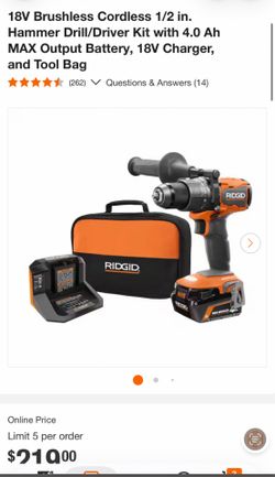 18V Brushless Cordless 1/2 in. Hammer Drill/Driver Kit with 4.0 Ah MAX Output Battery, 18V Charger, and Tool Bag
