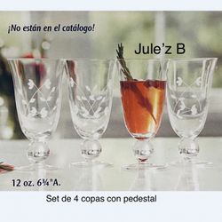 Set De 4 Copas Con Pedestal Nuevas En Su Caja 