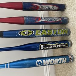 Vintage Fastpitch Softball Bats (priced individually in description)