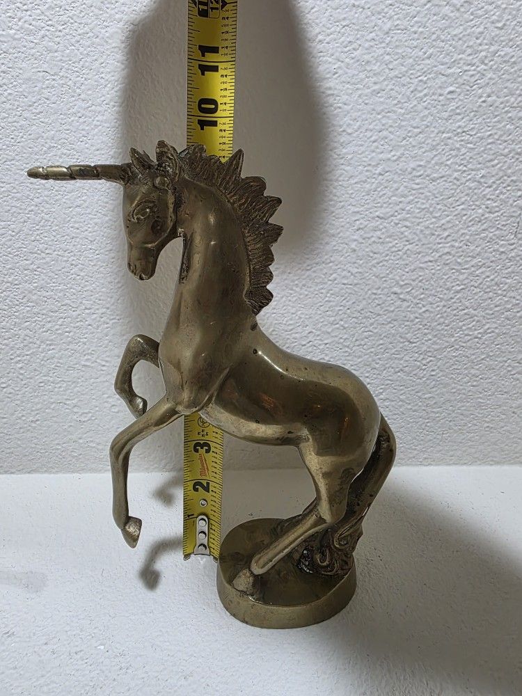 VINTAGE 9” SOLID BRASS UNICORN STATUE FIGURINE..FANTASY..MAGICAL..HEAVY
